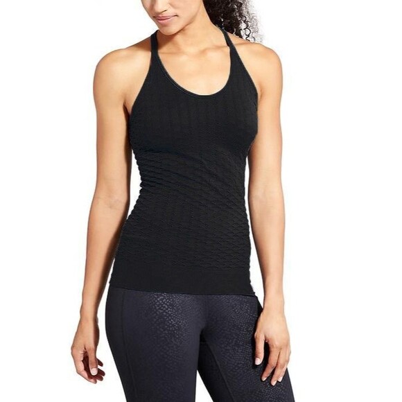 ATHLETA Epitomize Tank Top S Black Seamless Slim Fit Racerback EUC B66 - Picture 1 of 5